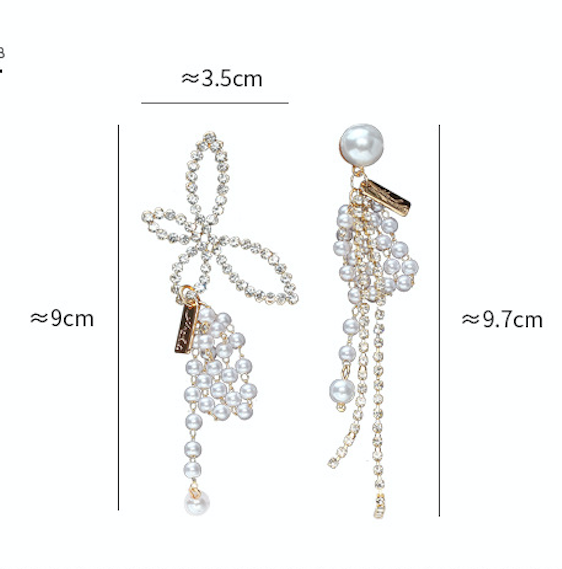 Asymmetry Butterfly Hoop-Pearls Earrings