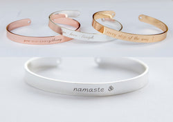 Namaste engraved bracelet, Yoga Jewelry Zen Gift Om bracelet, mom