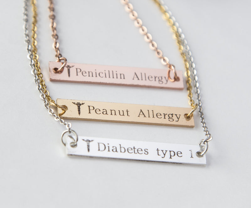 Stylish Medical Alert Necklace Medical ID Diabetes Allergy Gift For