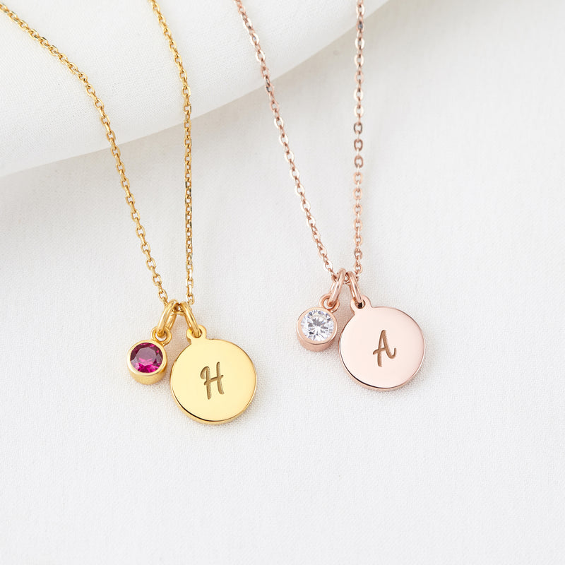 Initial Birthstone Necklace For Baby Girl