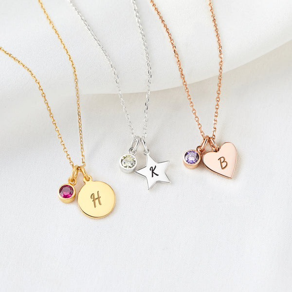 Initial Birthstone Necklace For Baby Girl