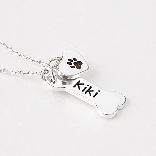 Bone Charm Necklace With Pet Dog Cat Name