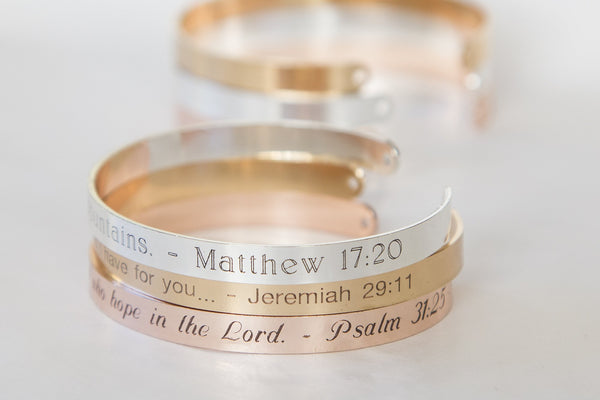 Scripture Quote Bracelet, Personalized Engraved Bible Quote,