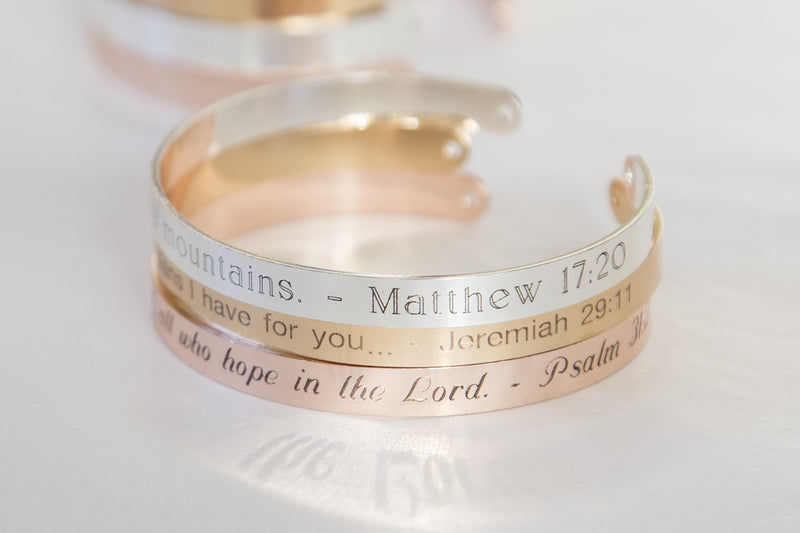 Scripture Quote Bracelet, Personalized Engraved Bible Quote,