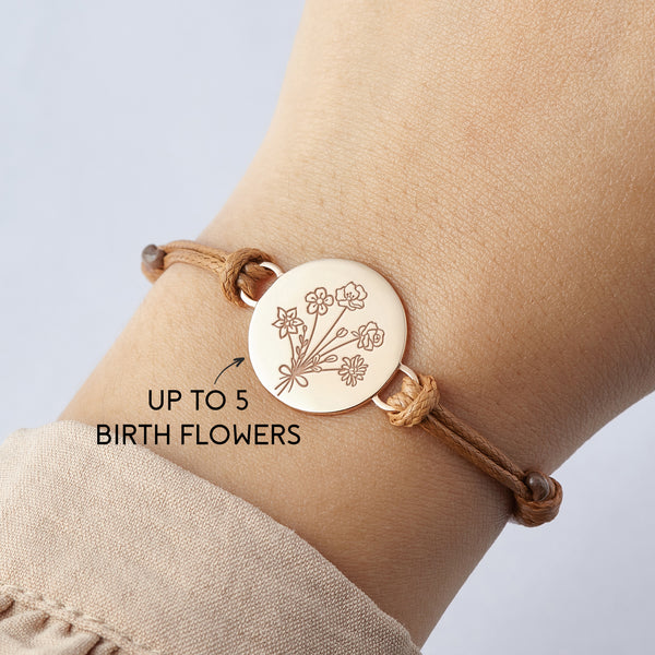 Combined Birth Flowers Bracelet For Mom