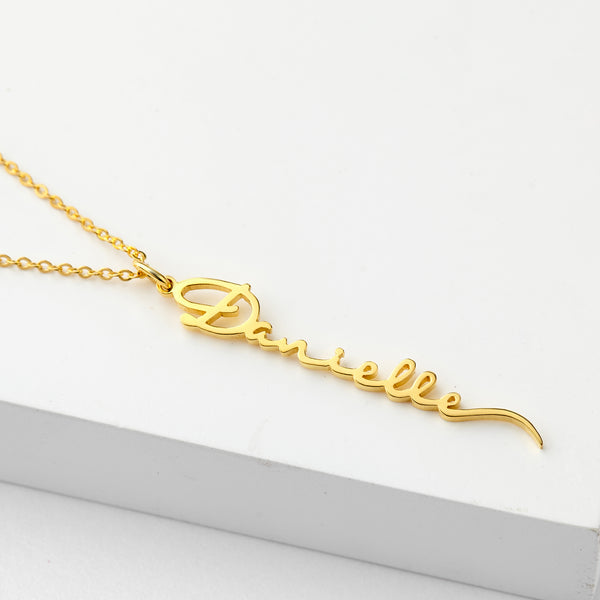 Personalized Cursive Name Necklace Vertical