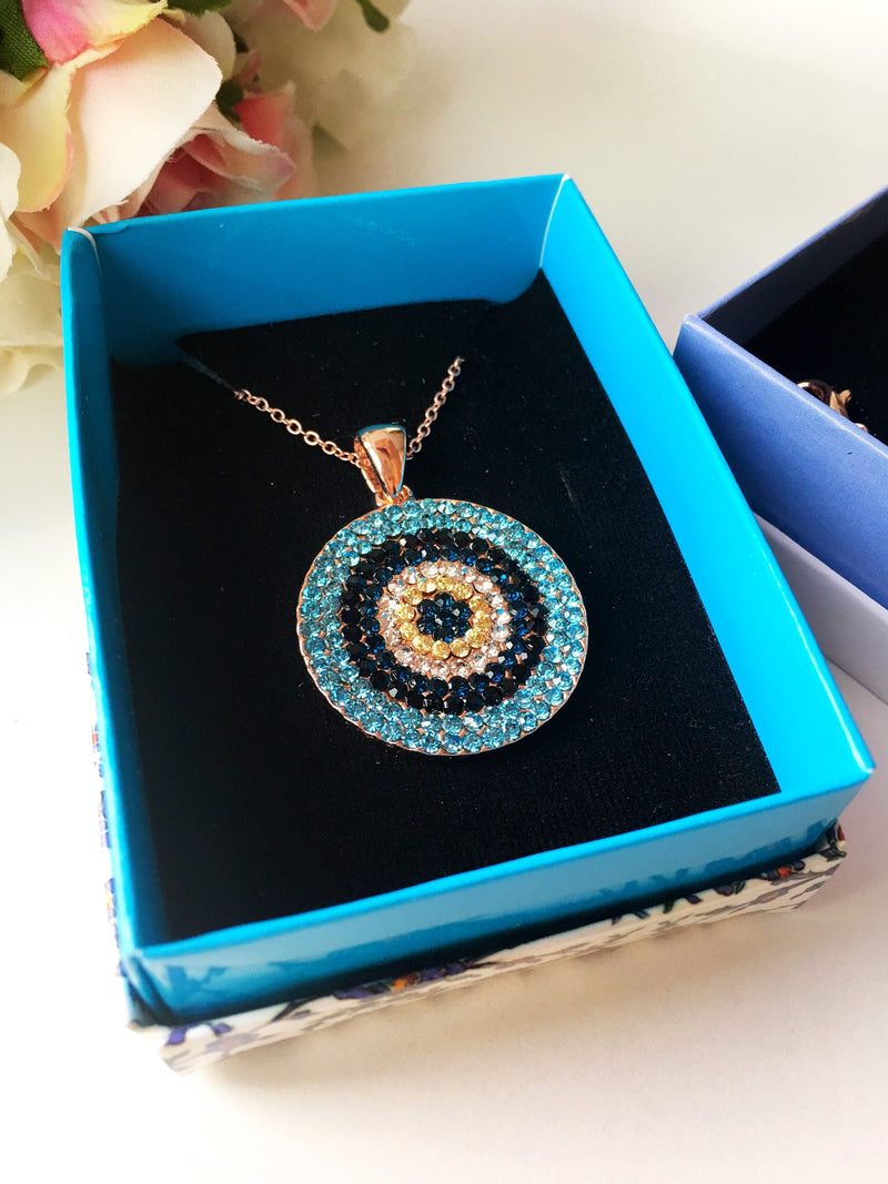 Evil Eye Jewelry Gift Set, Zircon Bracelet Necklace