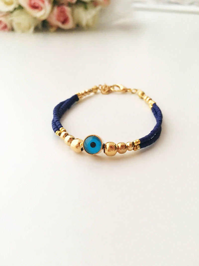 Seed beads bracelet, evil eye charm bracelet